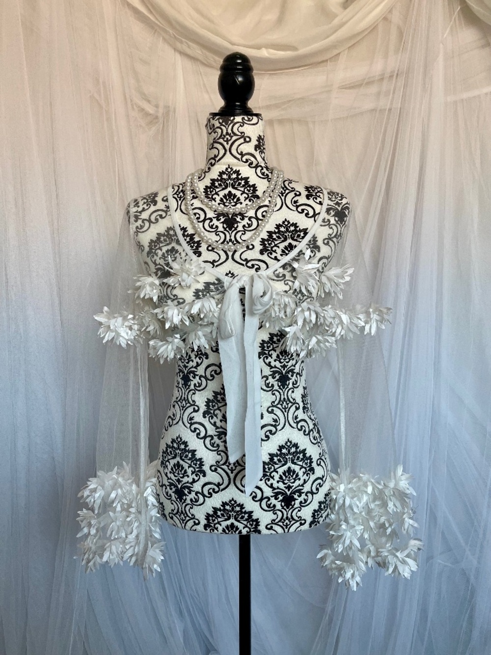 Hot & Delicious Bridal Floral Tulle Cape Veil Cover Up White
